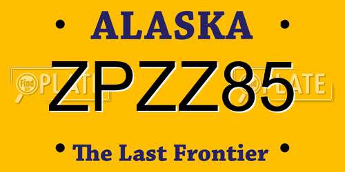 ZPZZ85 Alaska License Plate