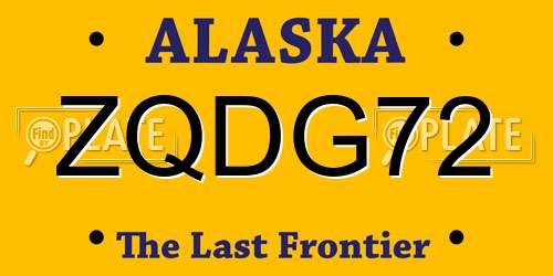 ZQDG72 Alaska License Plate