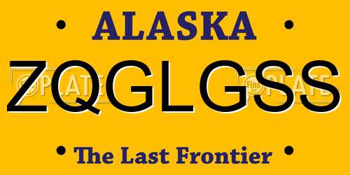 ZQGLGSS Alaska License Plate