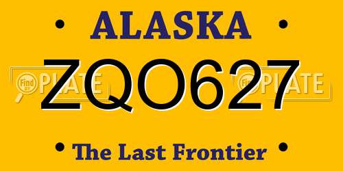 ZQO627 Alaska License Plate