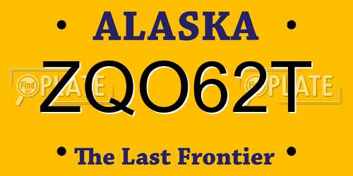 ZQO62T Alaska License Plate