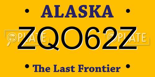 ZQO62Z Alaska License Plate