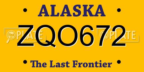 ZQO672 Alaska License Plate