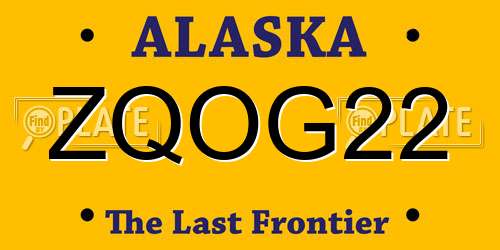ZQOG22 Alaska License Plate