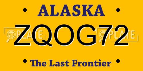 ZQOG72 Alaska License Plate