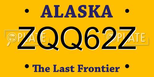 ZQQ62Z Alaska License Plate