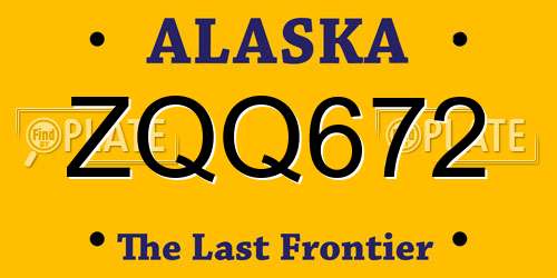 ZQQ672 Alaska License Plate