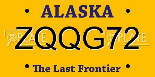 ZQQG72 Alaska License Plate