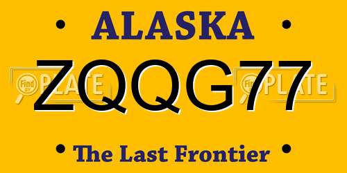 ZQQG77 Alaska License Plate
