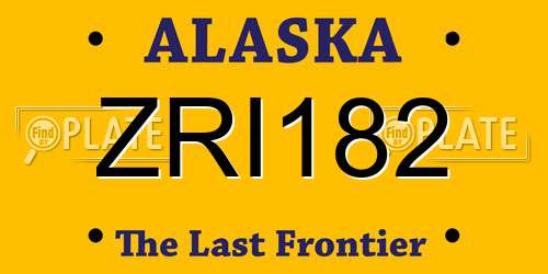 ZRI182 Alaska License Plate