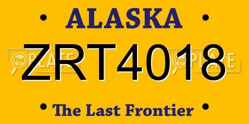ZRT4018 Alaska License Plate