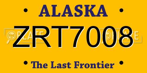 ZRT7008 Alaska License Plate