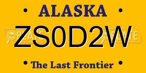ZS0D2W Alaska License Plate
