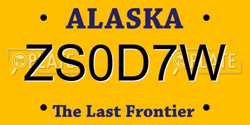 ZS0D7W Alaska License Plate