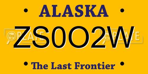 ZS0O2W Alaska License Plate