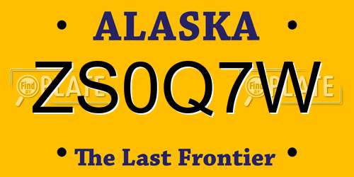 ZS0Q7W Alaska License Plate