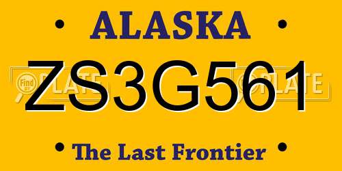 ZS3G561 Alaska License Plate