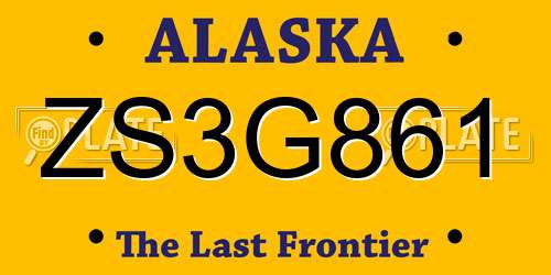 ZS3G861 Alaska License Plate