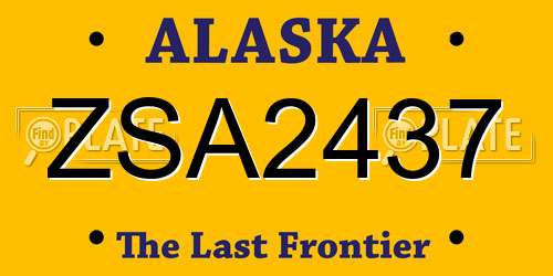 ZSA2437 Alaska License Plate