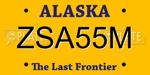 ZSA55M Alaska License Plate