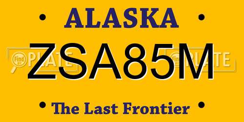 ZSA85M Alaska License Plate
