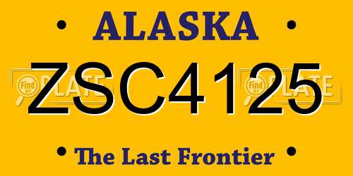 ZSC4125 Alaska License Plate