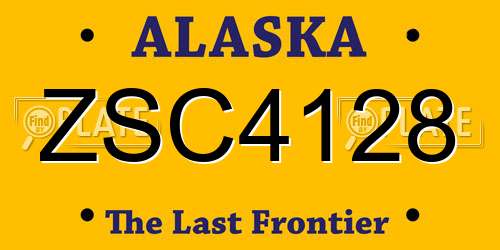 ZSC4128 Alaska License Plate
