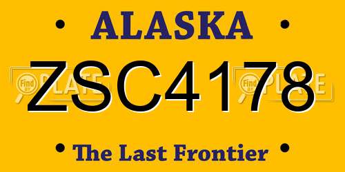 ZSC4178 Alaska License Plate