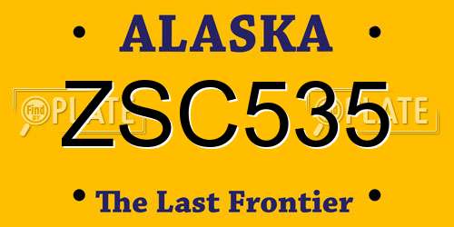 ZSC535 Alaska License Plate