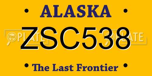 ZSC538 Alaska License Plate