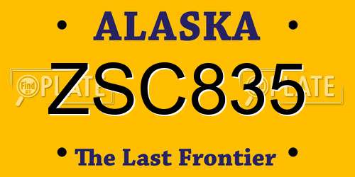 ZSC835 Alaska License Plate