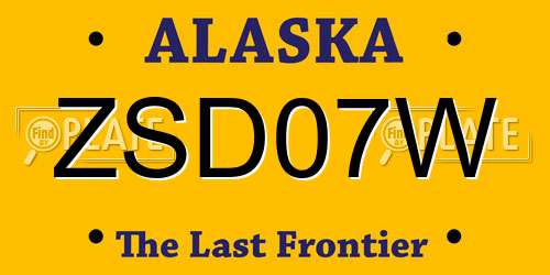 ZSD07W Alaska License Plate