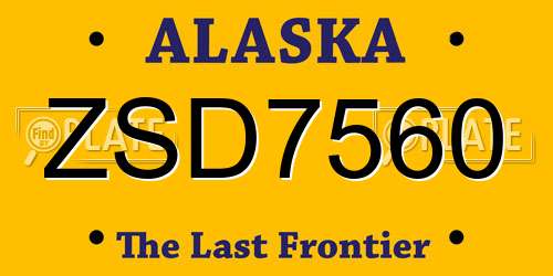 ZSD7560 Alaska License Plate