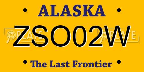 ZSO02W Alaska License Plate