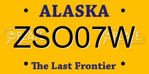 ZSO07W Alaska License Plate