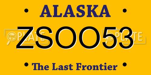 ZSOO53 Alaska License Plate
