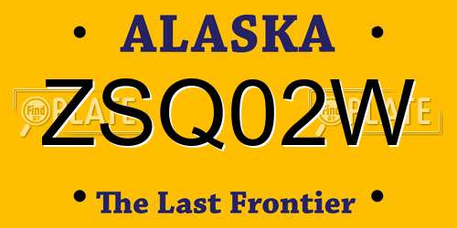 ZSQ02W Alaska License Plate