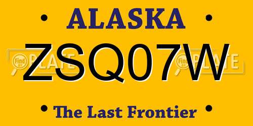 ZSQ07W Alaska License Plate