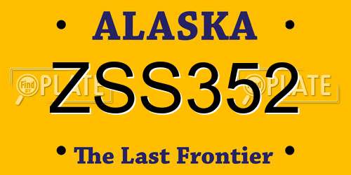 ZSS352 Alaska License Plate
