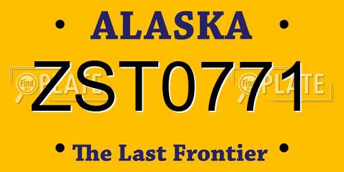 ZST0771 Alaska License Plate