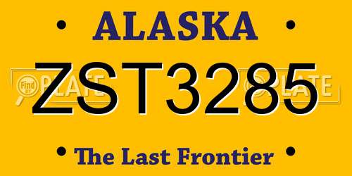 ZST3285 Alaska License Plate