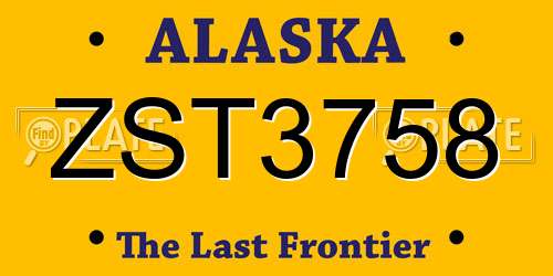 ZST3758 Alaska License Plate
