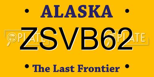 ZSVB62 Alaska License Plate