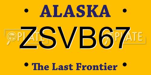 ZSVB67 Alaska License Plate