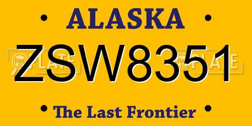 ZSW8351 Alaska License Plate