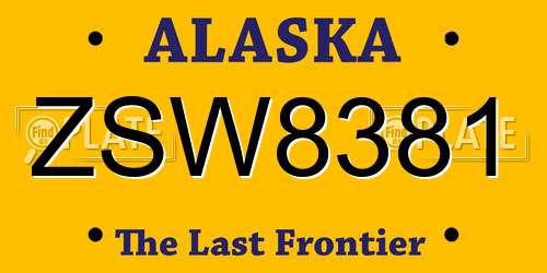 ZSW8381 Alaska License Plate