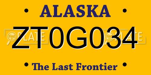ZT0G034 Alaska License Plate