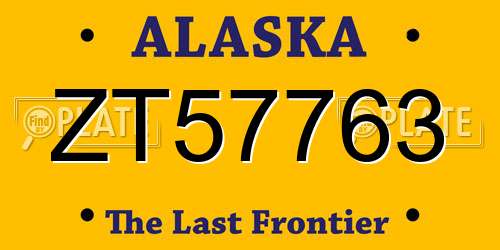 ZT57763 Alaska License Plate
