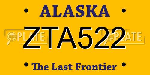 ZTA522 Alaska License Plate