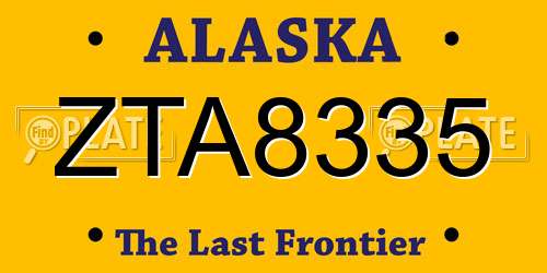 ZTA8335 Alaska License Plate
